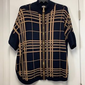 Navy/Tan XL Anne Klein Sweater/jacket